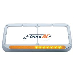 Rectangular Dual Headlight Bezel With LED Sequential Light Bar (Driver) - Amber LED/Amber Lens - United Pacific 32504