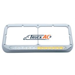 Rectangular Dual Headlight Bezel With LED Sequential Light Bar (Driver) - Amber LED/Clear Lens - United Pacific 32505