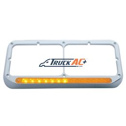 Rectangular Dual Headlight Bezel With LED Sequential Light Bar (Passenger) - Amber LED/Amber Lens - United Pacific 32506