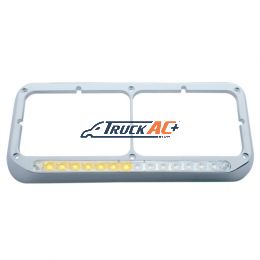 Rectangular Dual Headlight Bezel With LED Sequential Light Bar (Passenger) - Amber LED/Clear Lens - United Pacific 32507