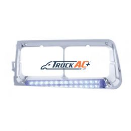 14 LED Headlight Bezel For 1989-2009 Freightliner FLD - Driver - Blue LED/Clear Lens - United Pacific 32580
