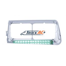 14 LED Headlight Bezel For 1989-2009 Freightliner FLD - Driver - Green LED/Clear Lens - United Pacific 32581