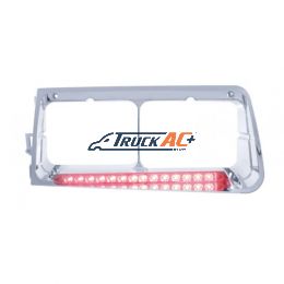 14 LED Headlight Bezel For 1989-2009 Freightliner FLD - Driver - Red LED/Clear Lens - United Pacific 32582