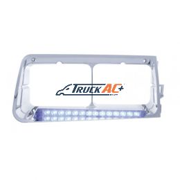 14 LED Headlight Bezel For 1989-2009 Freightliner FLD - Passenger - Blue LED/Clear Lens - United Pacific 32584