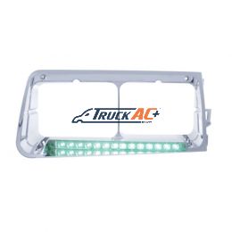 14 LED Headlight Bezel For 1989-2009 Freightliner FLD - Passenger - Green LED/Clear Lens - United Pacific 32585