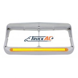 24 LED Rectangular Dual Headlight Bezel With Visor & GloLight - Amber LED/Amber Lens - United Pacific 32700