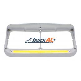 24 LED Rectangular Dual Headlight Bezel With Visor & GloLight - Amber LED/Clear Lens - United Pacific 32701