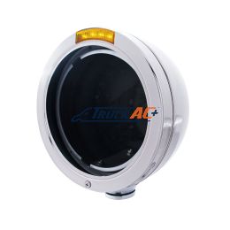 Stainless Steel Bullet Classic Headlight No Bulb With LED Turn Signal - Amber Lens - United Pacific 31731