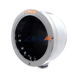 Stainless Steel Bullet Half Moon Headlight No Bulb With LED Turn Signal - Clear Lens - United Pacific 31702