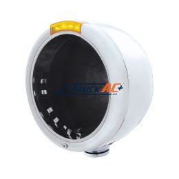 Stainless Steel Classic Half Moon Headlight No Bulb With LED Turn Signal - Amber Lens - United Pacific 31716