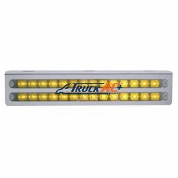 12-3/4" Stainless Light Bracket With 2X 14 LED 12" Light Bars - Amber LED/Chrome Lens - United Pacific 20792