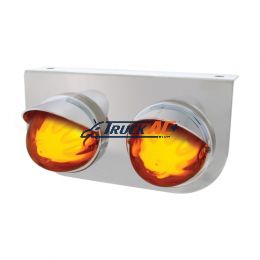 SS Light Bracket With 2X 9 LED Dual Function Watermelon GloLight & Visors -Amber LED & Lens - United Pacific 34420