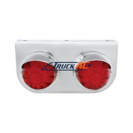 Stainless Light Bracket With 2X 17 LED Watermelon Lights & Visors - Red LED/Red Lens - United Pacific 37262