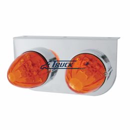 Stainless Light Bracket With 2X 19 LED Bullet Style Grakon 1000 Lights - Amber LED/Dark Amber Lens - United Pacific 37305