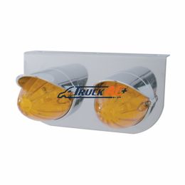 Stainless Light Bracket With 2X 19 LED Watermelon Lights & Visors - Amber LED/Amber Lens - United Pacific 37723