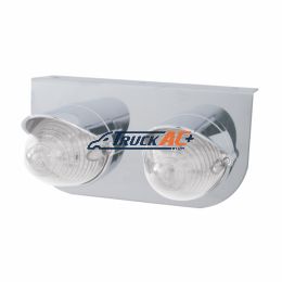 Stainless Light Bracket With Two 19 LED Beehive Lights & Visors - Amber LED/Clear Lens - United Pacific 37726
