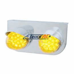 Stainless Light Bracket With 2X 19 LED Reflector Lights & Visors - Amber LED/Amber Lens - United Pacific 37727