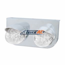 Stainless Light Bracket With 2X 19 LED Reflector Lights & Visors - Amber LED/Clear Lens - United Pacific 37728
