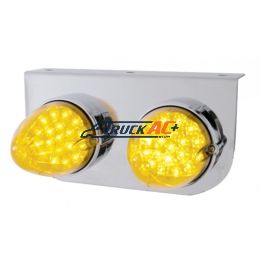 Stainless Light Bracket With 2X 19 LED Reflector Lights - Amber LED/Amber Lens - United Pacific 37894
