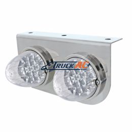 Stainless Light Bracket With 2X 19 LED Reflector Lights - Amber LED/Clear Lens - United Pacific 37895
