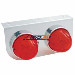 Stainless Light Bracket With 2X 17 LED Dual Function Watermelon Lights - Red LED/Red Lens - United Pacific 39791