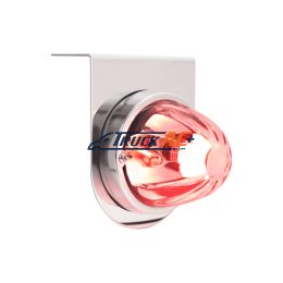 Dual Function Glass Watermelon Light With Stainless Steel Light Bracket Kit With LED Bulb-Red LED/Clear Lens - United Pacific 20414