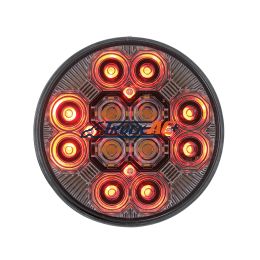 4" Round Combo Light With 12 LED Stop, Turn & Tail & 16 LED Back-Up - Red LED/Clear Lens - United Pacific 36608