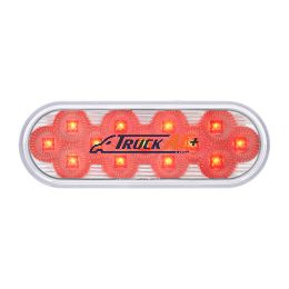 13 LED 6" Oval Double Fury Light (Stop, Turn & Tail) With Warning Light - Red & Amber LED/Clear Lens - United Pacific 36723