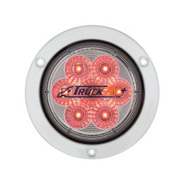 7 LED 4" Round SS Flange Light (Stop, Turn & Tail) - Red LED/Clear Lens - United Pacific 36914