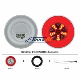 18 LED 4" Round GloLight Kit (Stop, Turn & Tail) - Red LED/Red Lens (Each) - United Pacific 36922BRK