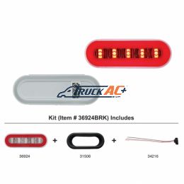 22 LED 6" Oval GloLight Kit With Divider Bar Inner Design (Stop, Turn & Tail) - Red LED/Red Insert (Each) - United Pacific 36924BRK