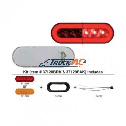 22 LED 6" Oval GloLight Kit (Stop, Turn & Tail) - Red LED/Red Lens (Each) - United Pacific 37128BRK