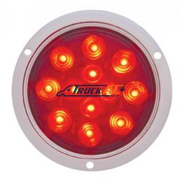 12 LED 4" Round Flange Mount Light (Stop, Turn & Tail) - Red LED/Red Lens - United Pacific 38061