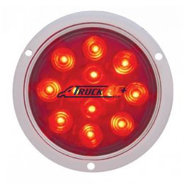 12 LED 4" Round Flange Mount Light (Stop, Turn & Tail) - Red LED/Red Lens - United Pacific 38061B