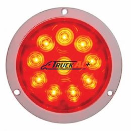 10 LED 4" Round Flange Mount Light (Stop, Turn & Tail) - Red LED/Red Lens - United Pacific 38076