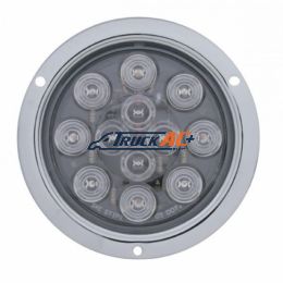 12 LED 4" Round Flange Mount Light (Stop, Turn & Tail) - Red LED/Clear Lens - United Pacific 38649B