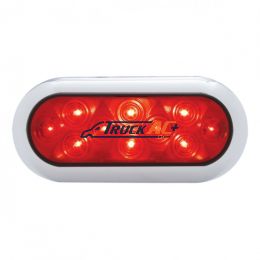 10 LED 6" Oval Flange Mount Light With Bezel (Stop, Turn & Tail) - Red LED/Red Lens - United Pacific 38900