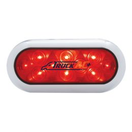10 LED 6" Oval Flange Mount Light With Bezel (Stop, Turn & Tail) - Red LED/Red Lens - United Pacific 38900B