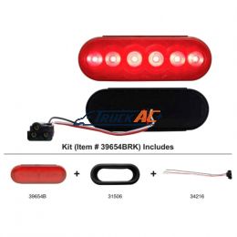 6 LED Oval Light Kit (Stop, Turn & Tail) - Red LED/Red Lens - United Pacific 39654BRK