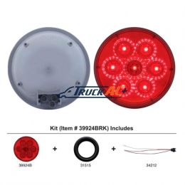 7 LED 4" Round Reflector Light Kit (Stop, Turn & Tail) - Red LED/Red Lens - United Pacific 39924BRK