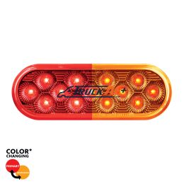13 LED 6" Oval Double Fury Light (Stop & Turn)-Red & Amber LED/Clear Lens - United Pacific 36110