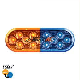 13 LED 6" Oval Double Fury Light (Turn Signal)-Amber & Blue LED/Clear Lens - United Pacific 36115