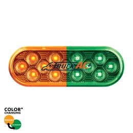 13 LED 6" Oval Double Fury Light (Turn Signal)-Amber & Green LED/Clear Lens - United Pacific 36116
