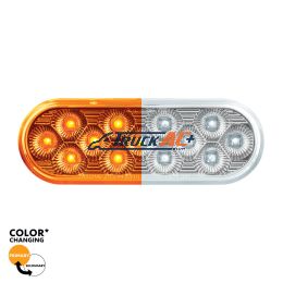13 LED 6" Oval Double Fury Light (Turn Signal)-Amber & White LED/Clear Lens - United Pacific 36118
