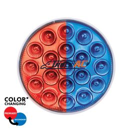 19 LED 4" Round Double Fury Light (Stop & Turn) - Red & Blue LED/Clear Lens - United Pacific 35947