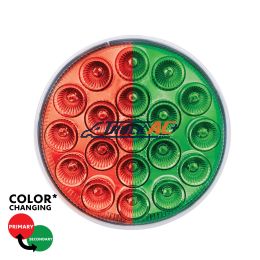 19 LED 4" Round Double Fury Light (Stop & Turn) - Red & Green LED/Clear Lens - United Pacific 35948