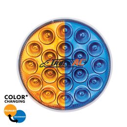 19 LED 4" Round Double Fury Light (Turn Signal) - Amber & Blue LED/Clear Lens - United Pacific 35951