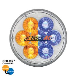 14 LED 4" Round Double Fury Light (Turn Signal) - Amber & Blue LED/Clear Lens - United Pacific 36531