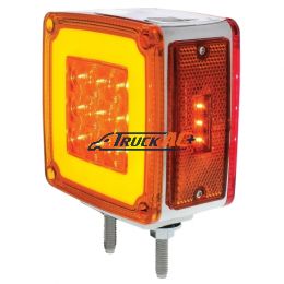 53 LED Double Stud Double Face GloLight With Side Marker (Turn Signal) Driver - Amber & Red LED/Amber & Red Lens - United Pacific 37124