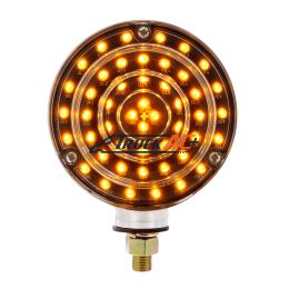 88 LED Single Stud Double Face Turn Signal Light - Amber & Red LED/Clear Lens - United Pacific 38114